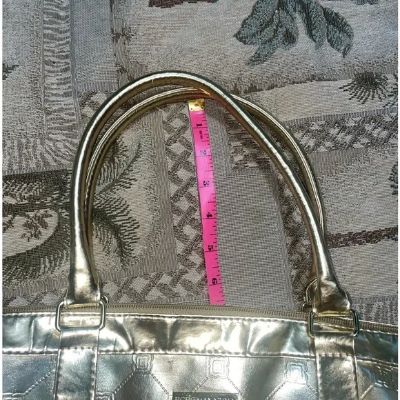 GOLD duffle bag y2k travel vacation bag metallic gold duffle bag carryon keepall - Picture 9 of 17